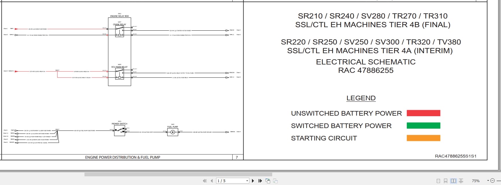 Case Loader SR210 to TV380 Electrical Schematic RAC47886255 (1)