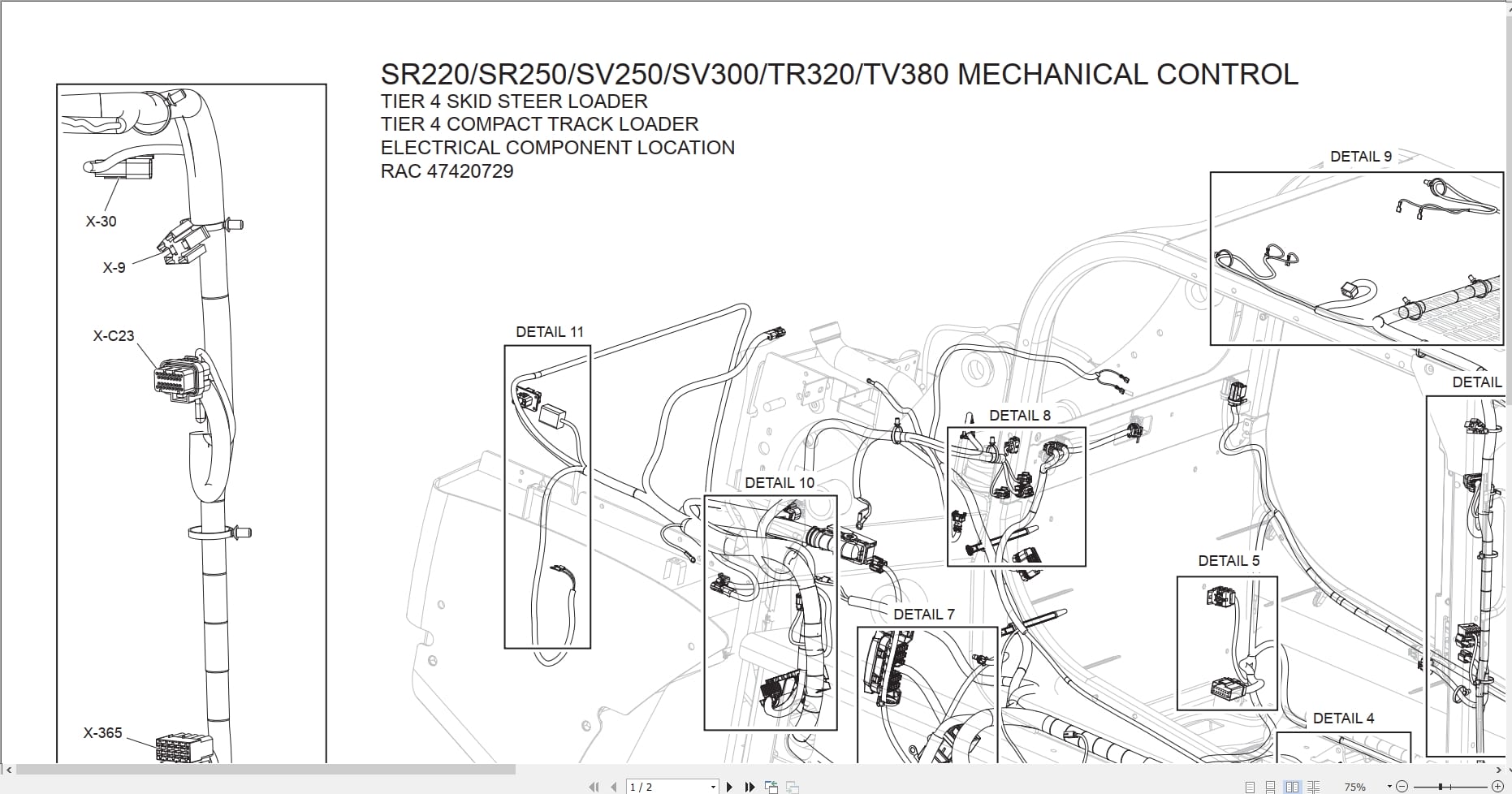 Case Loader SR220 to TV380 Electrical Component Location Manual RAC47420729 (1)