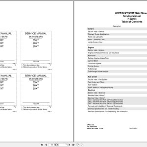 Case Skid Steer Loader 85XT 90XT 95XT Service Manual 7 52254 (1)