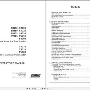 Case Skid Steer Loader SR130 to TV380 Operators Manual 84571609 (1)