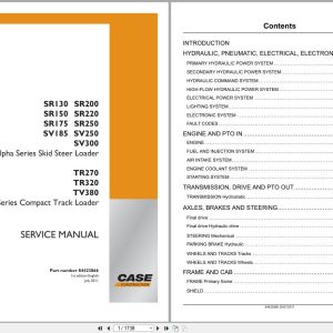 Case Skid Steer Loader SR130 to TV380 Service Manual 84423866 (1)