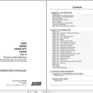 Case Tractor Loader Backhoe 580N to 590SN Tier 4 Operators Manual 47492940 2013 (1)
