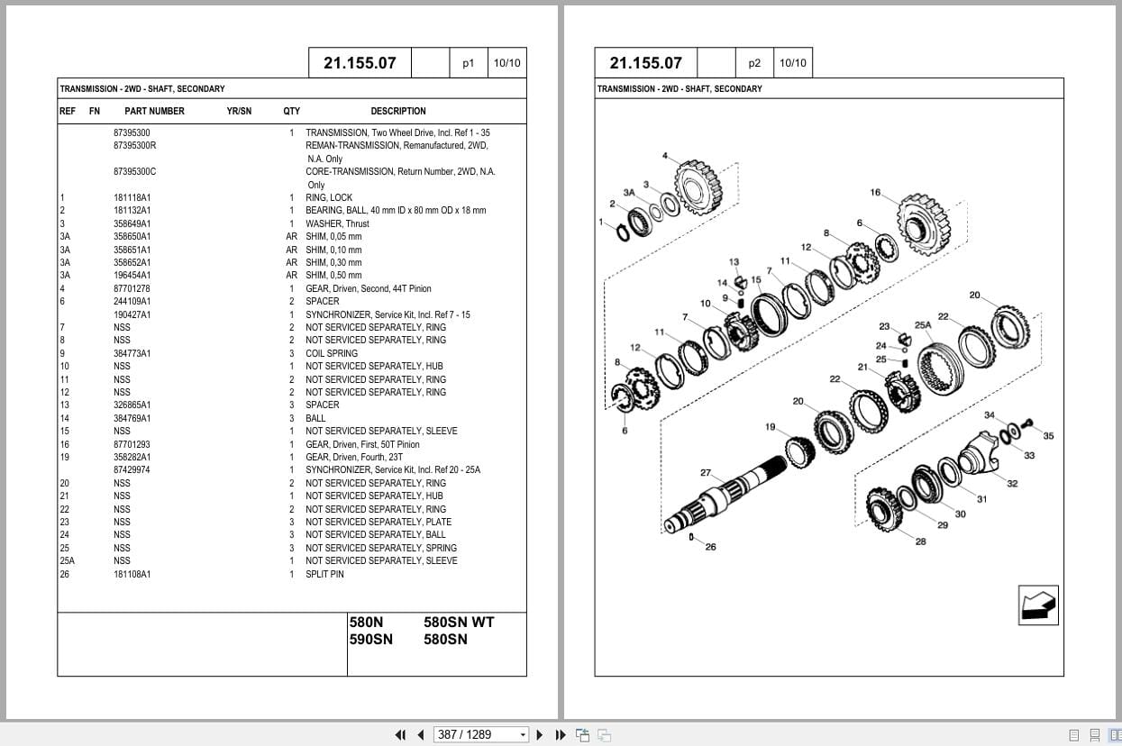 Case Tractor Loader Backhoe 580N to 590SN Tier III Parts Catalog 47371403 (2)