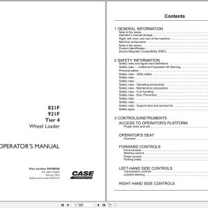 Case Wheel Loader 821F 921F Tier 4 Operators Manual 84548506 (1)
