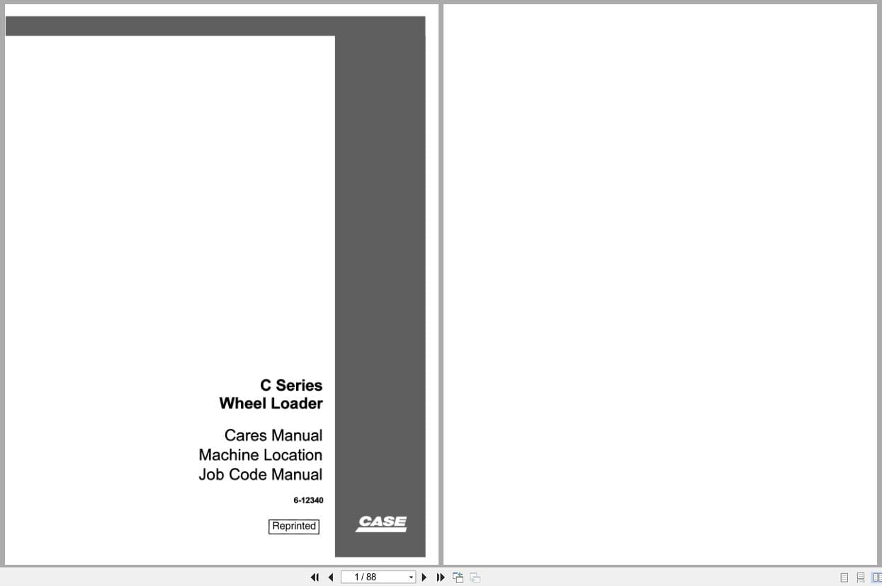 Case Wheel Loader C Series Cares Manual Machine Location Job Code Manual 6 12340 (1)