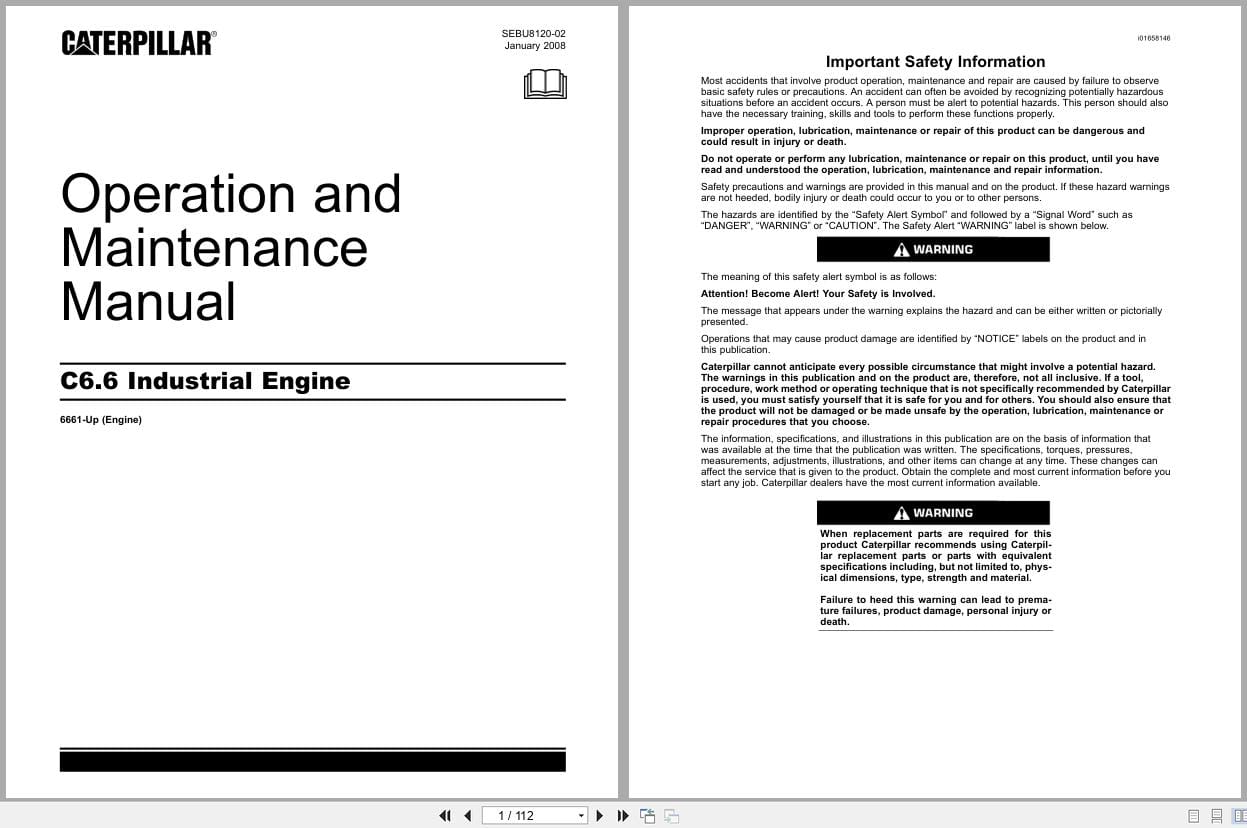 Caterpillar Engine C6.6 Operation and Maintenance Manual SEBU8120 02 (1)