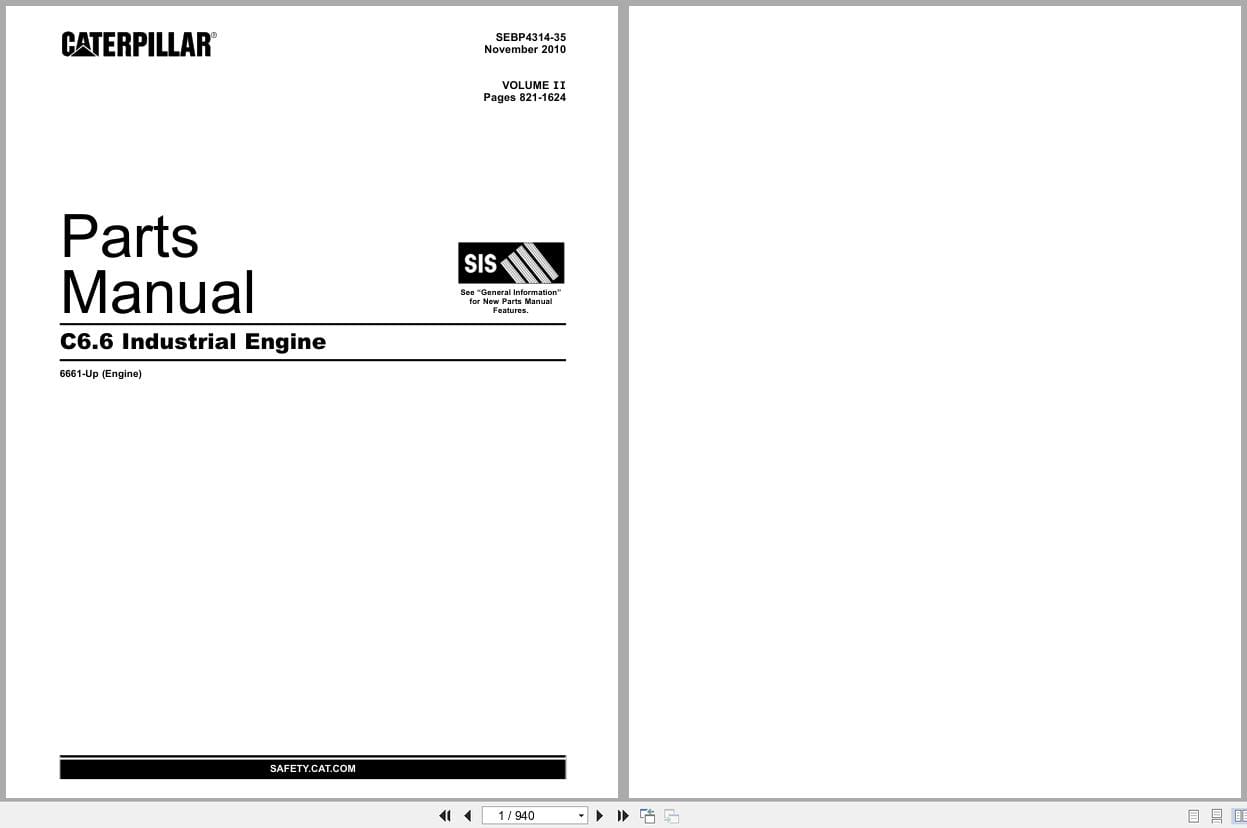 Caterpillar Engine C6.6 Parts Manual SEBP4314 35 Volume II (1)