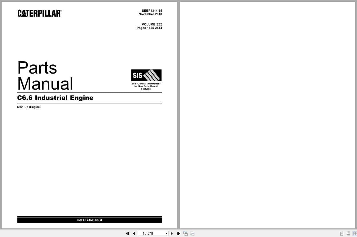 Caterpillar Engine C6.6 Parts Manual SEBP4314 35 Volume III P1 (1)