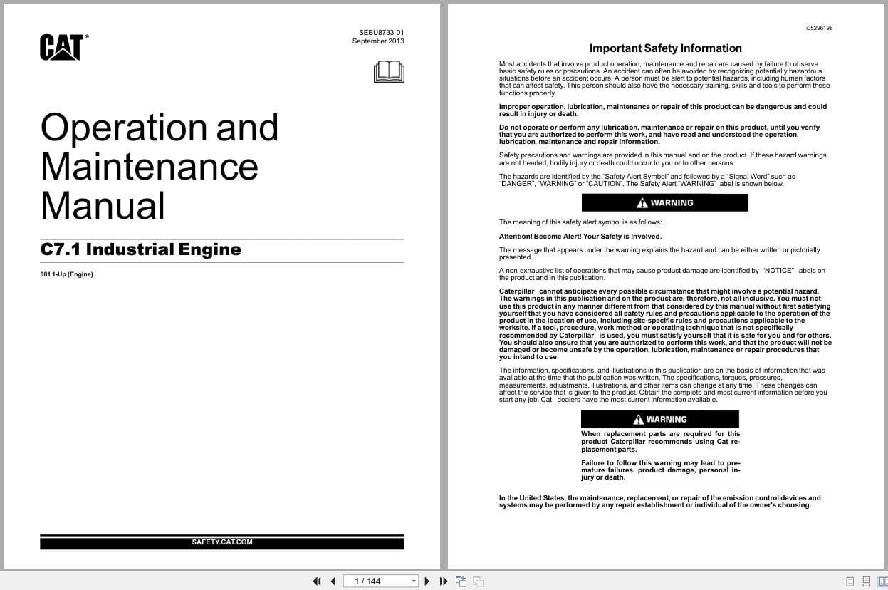 Caterpillar Engine C7.1 Operation and Maintenance Manual SEBU8733 01 (1)