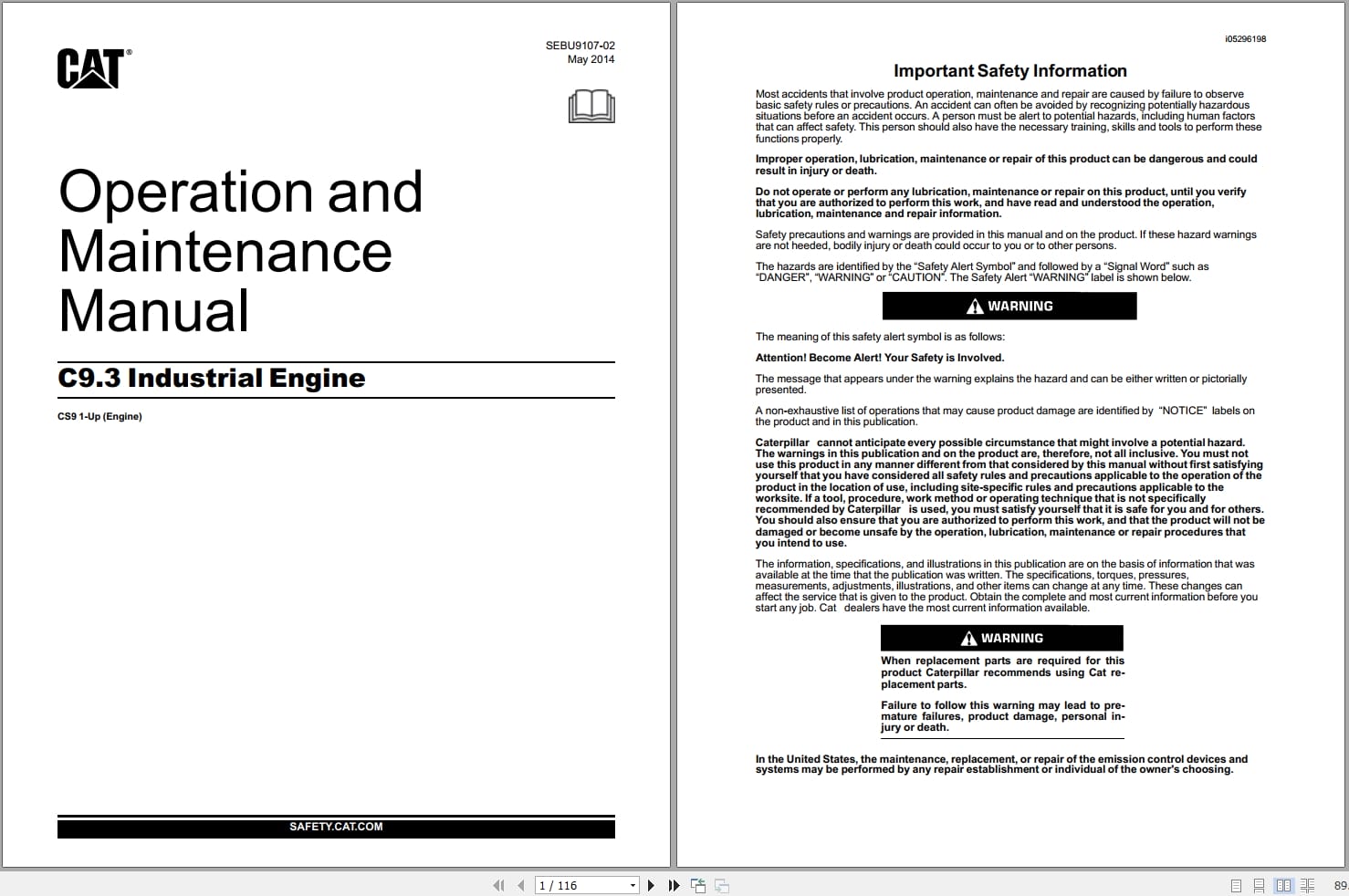 Caterpillar Engine C9.3 Operation and Maintenance Manual SEBU9107 02 (1)