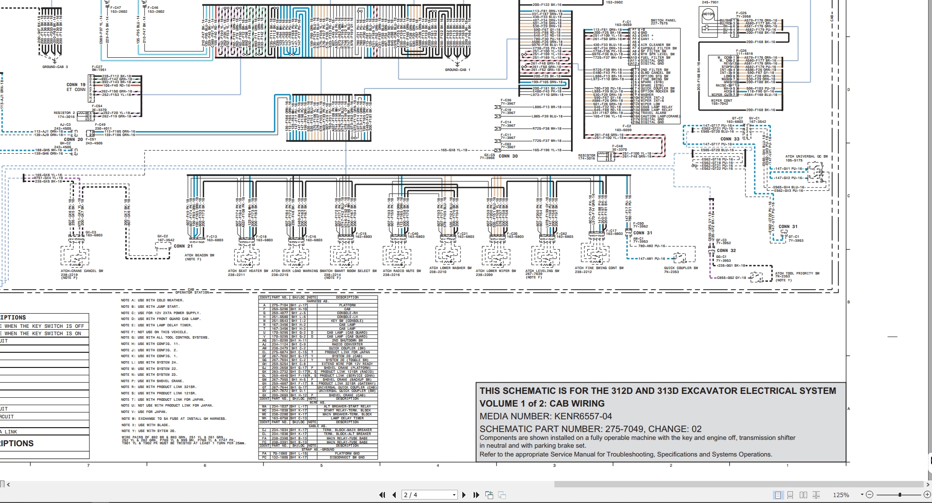 Caterpillar Excavator 312D Electrical System Schematic (3)