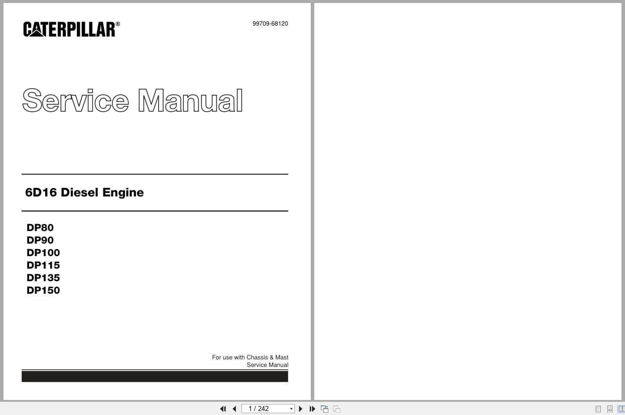 Caterpillar Mitsubishi Engine 6D16 Service Manual 99709 68120 (1)
