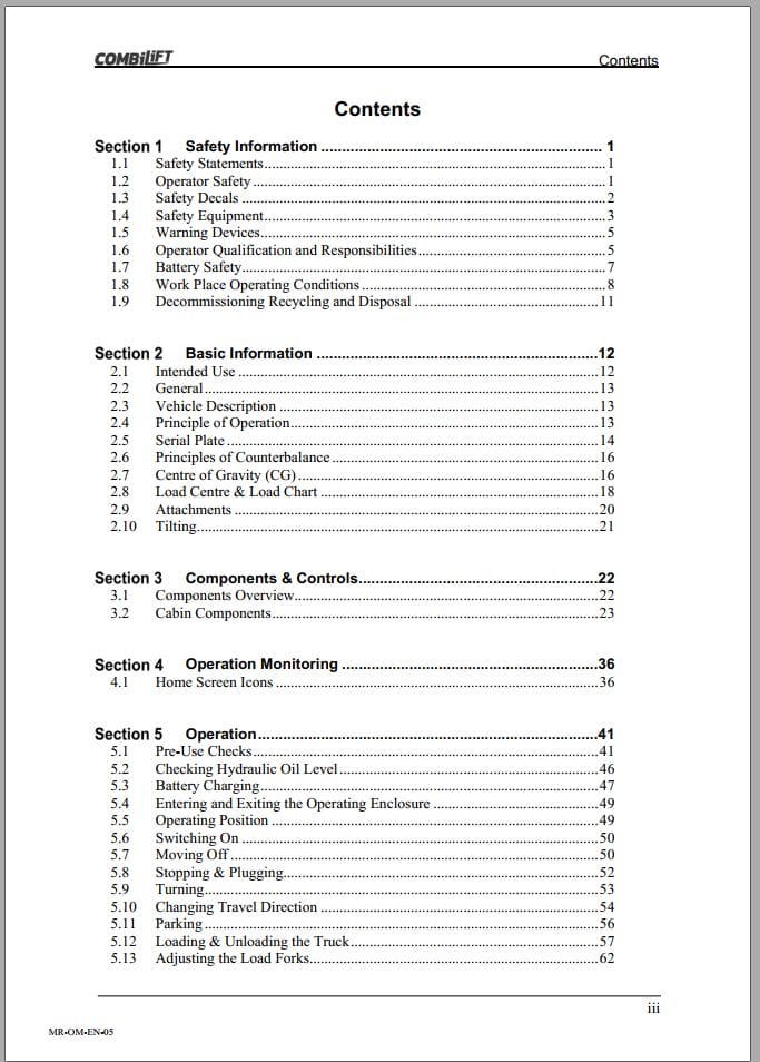 Combilift Forklift MR Operators Manual (1)
