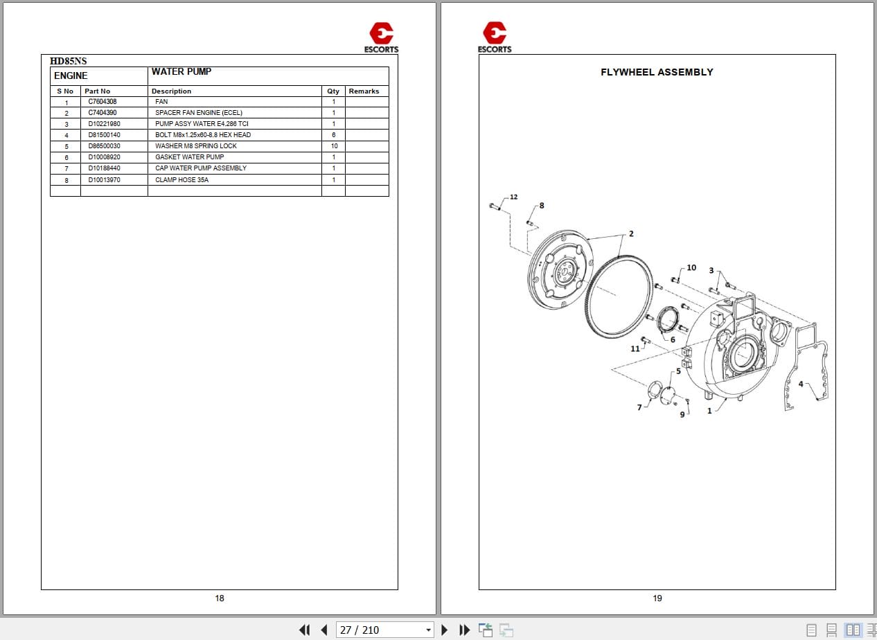 Escorts Asphalt Compactor HD85 New Styling Parts Catalog 2015 (2)