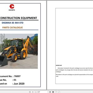 Escorts Backhoe Loader DIGMAX 3E 4X4 STD Parts Catalog 2020 (1)