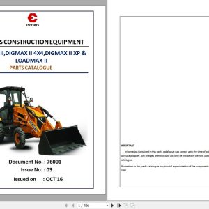 Escorts Backhoe Loader DIGMAX II to LOADMAX II Parts Catalog 2016 (1)