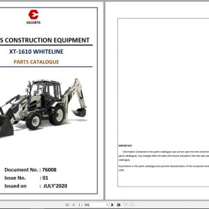 Escorts Backhoe Loader XT 1610 WHITELINE Parts Catalog 2020 (1)