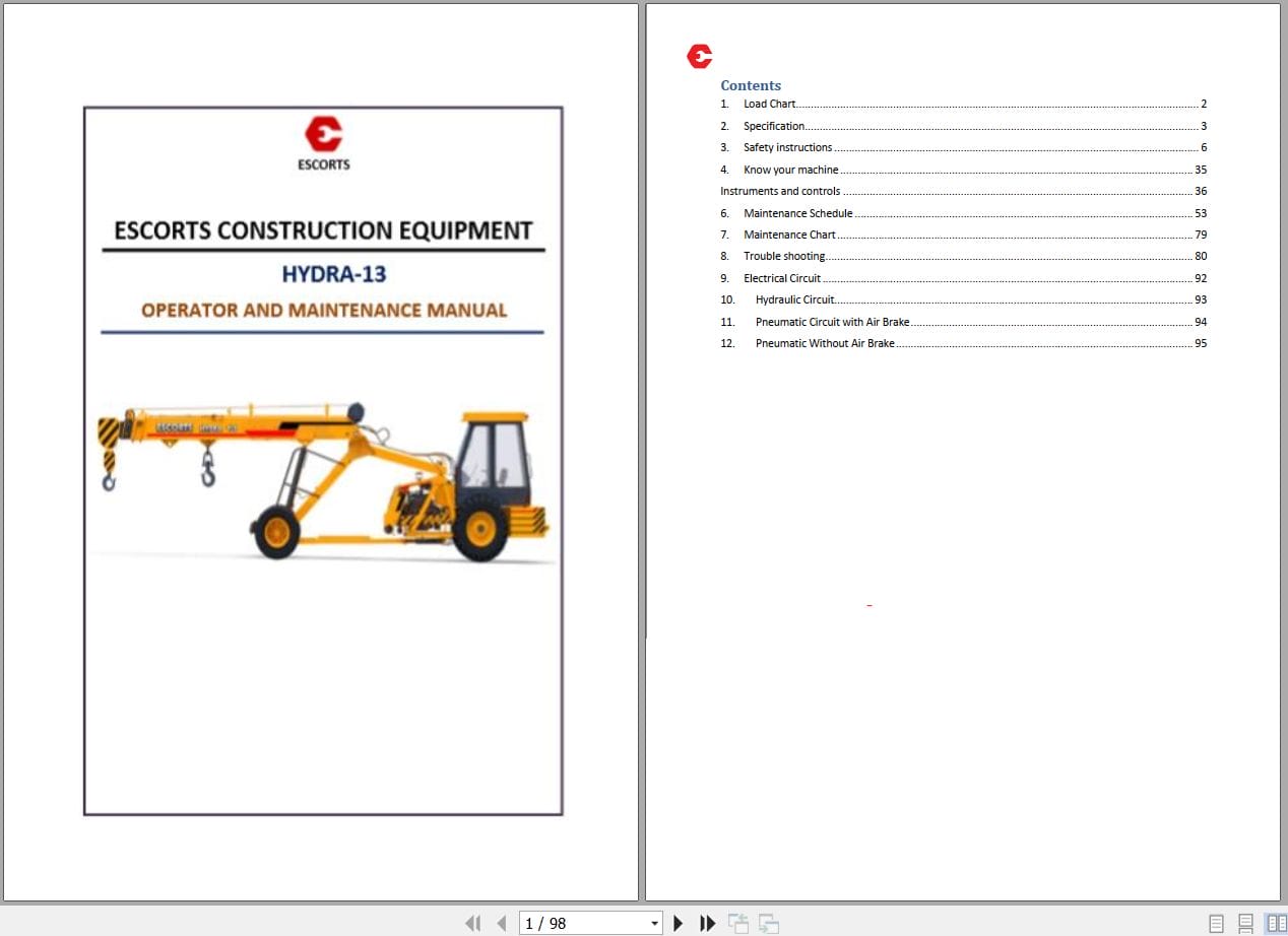 Escorts Crane HYDRA 13 Operator And Maintenance Manual (1)