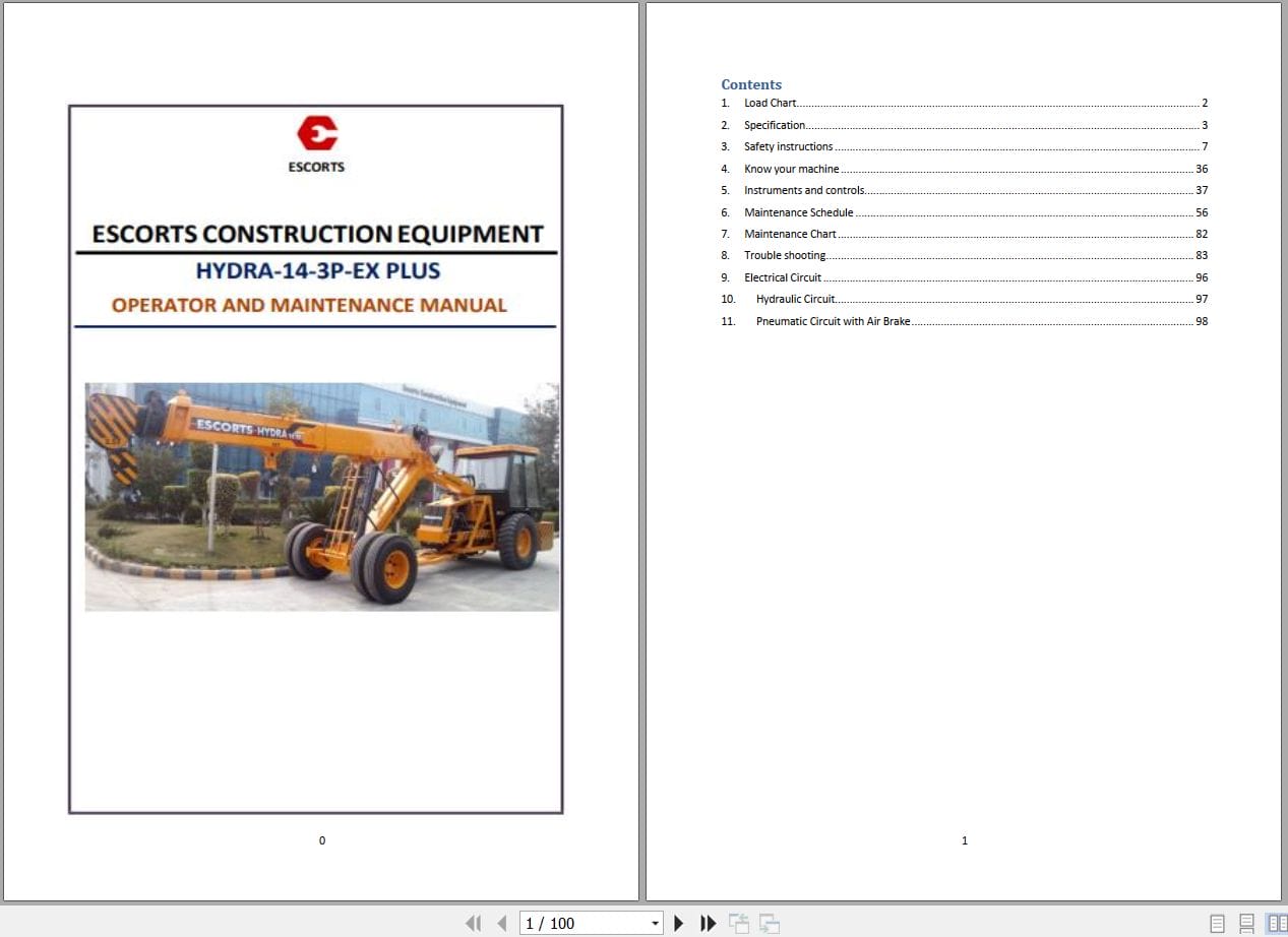 Escorts Crane HYDRA 14 3P EX PLUS Operator And Maintenance Manual (1)