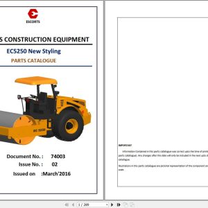 Escorts Soil Vibratory Compactor EC5250 New Styling Parts Catalog 2016 (1)