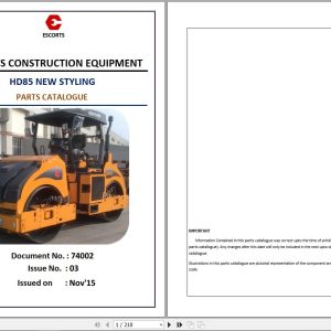 Escorts Tandem Roller HD85 New Styling Parts Catalog 2015 (1)