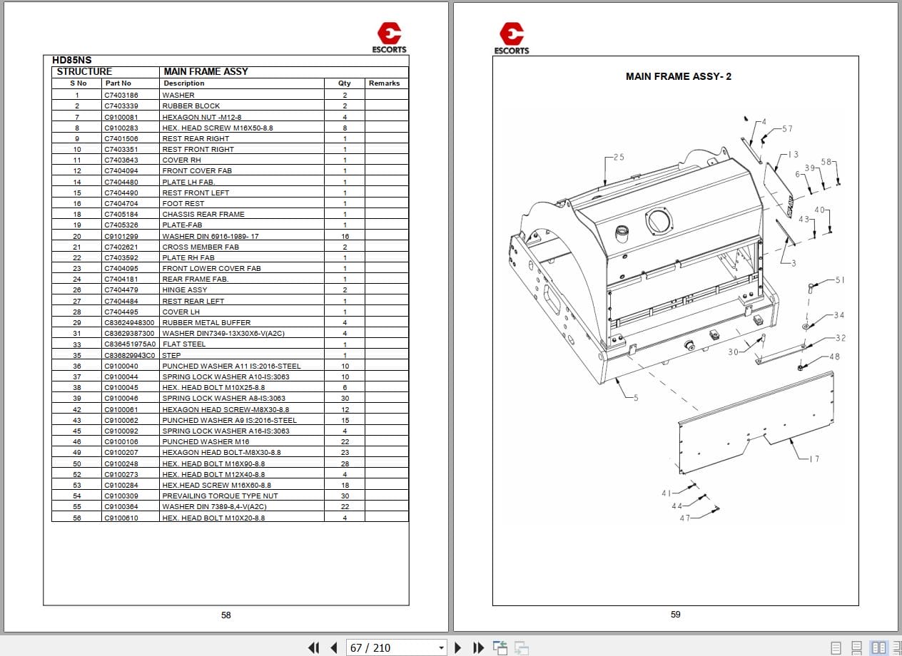 Escorts Tandem Roller HD85 New Styling Parts Catalog 2015 (2)