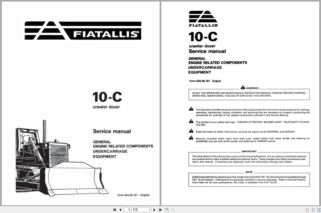 Fiat Allis Crawler Dozer 10 C Service Manual 60406181 (1)