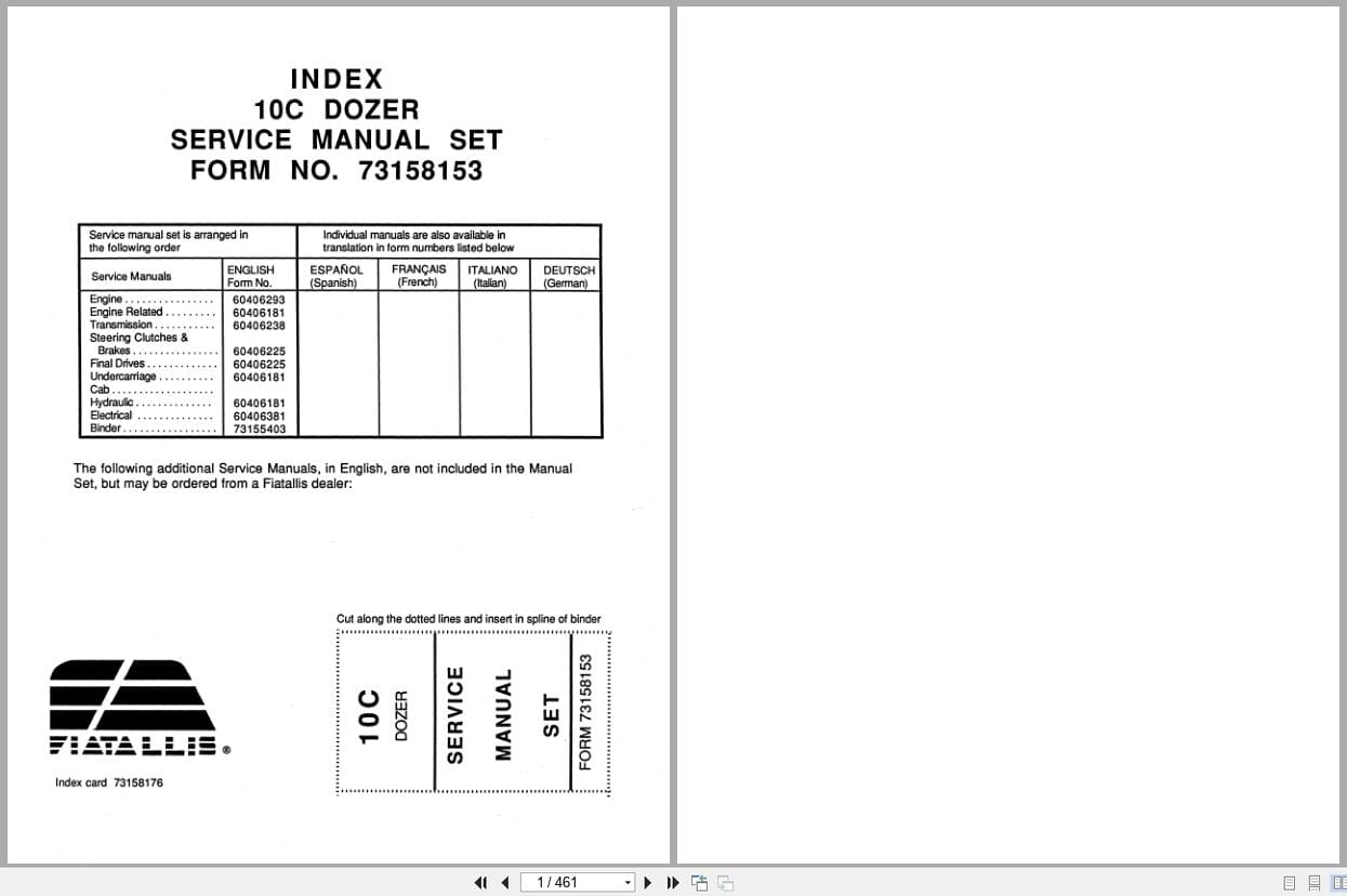 Fiat Allis Crawler Dozer 10C Service Manual 73158153 (1)