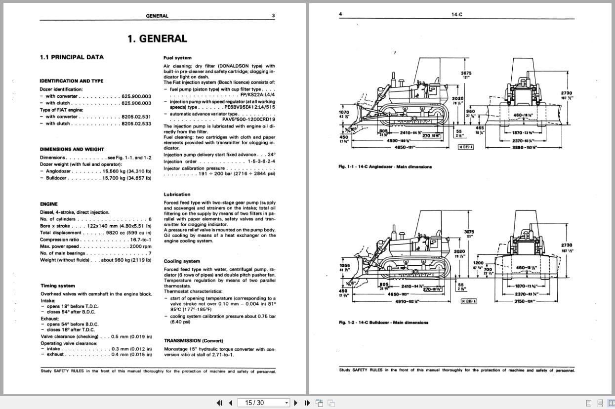 Fiat Allis Crawler Dozer 14 C Engine Related Components Service Manual 60406348 (2)