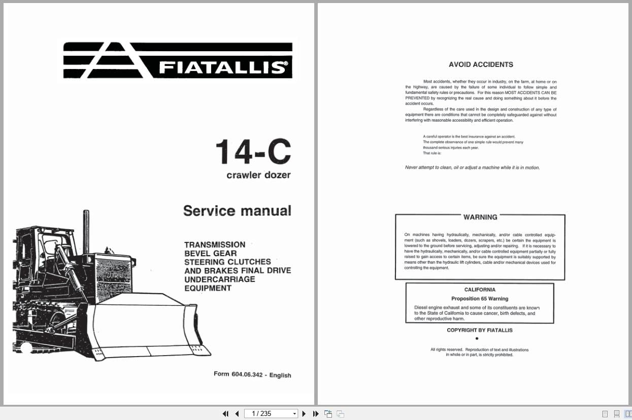 Fiat Allis Crawler Dozer 14 C Service Manual 60406342 (1)