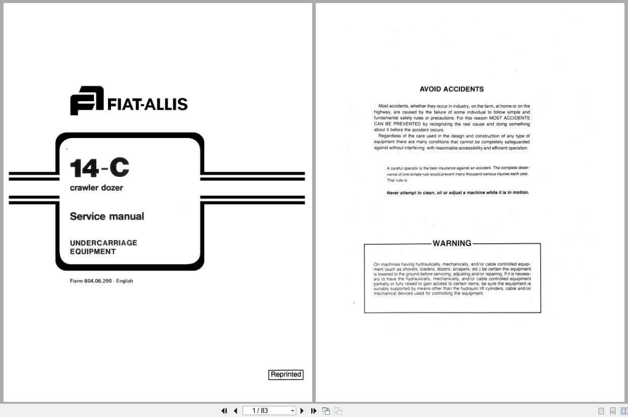 Fiat Allis Crawler Dozer 14 C Undercarriage Equipment Service Manual 60406290 (1)