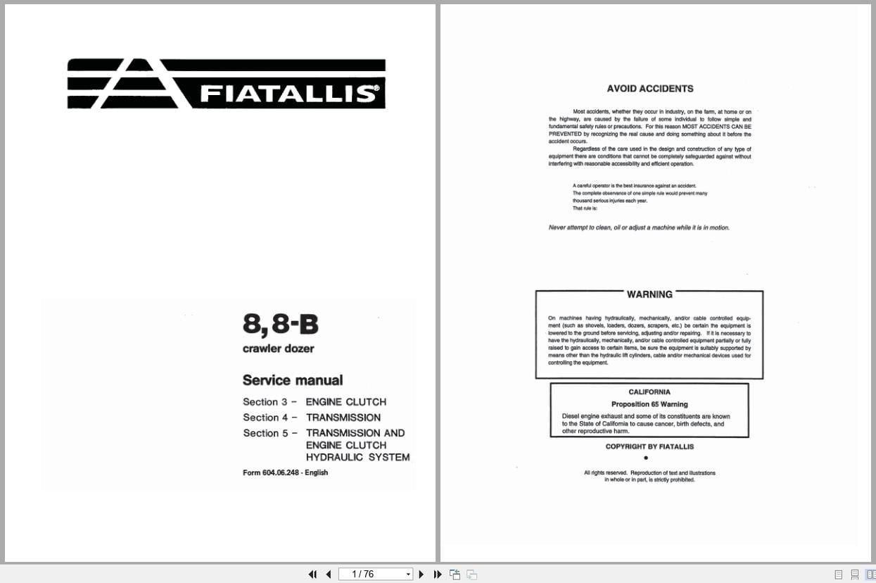 Fiat Allis Crawler Dozer 8 8 B Service Manual 60406248 (1)