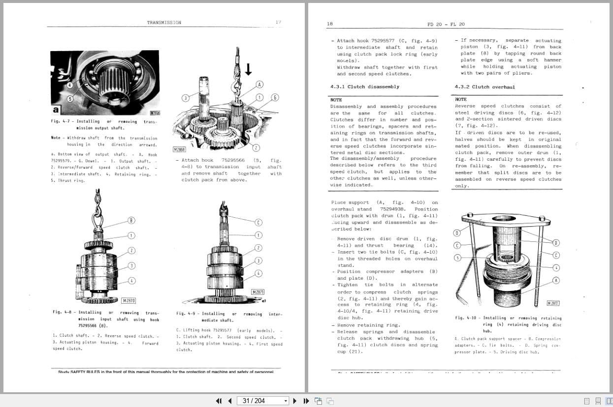 Fiat Allis Crawler Dozer FD20 FL20 Transmission Service Manual 60406245 (2)