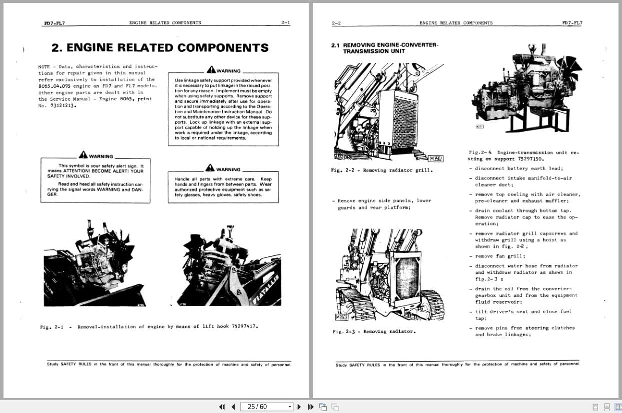 Fiat Allis Crawler Dozer FL7 FD7 Related Components Undercarriage Service Manual 60406191 (2)