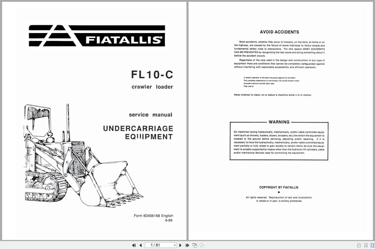 Fiat Allis Crawler Loader FL10 C Service Manual 60406168 (1)