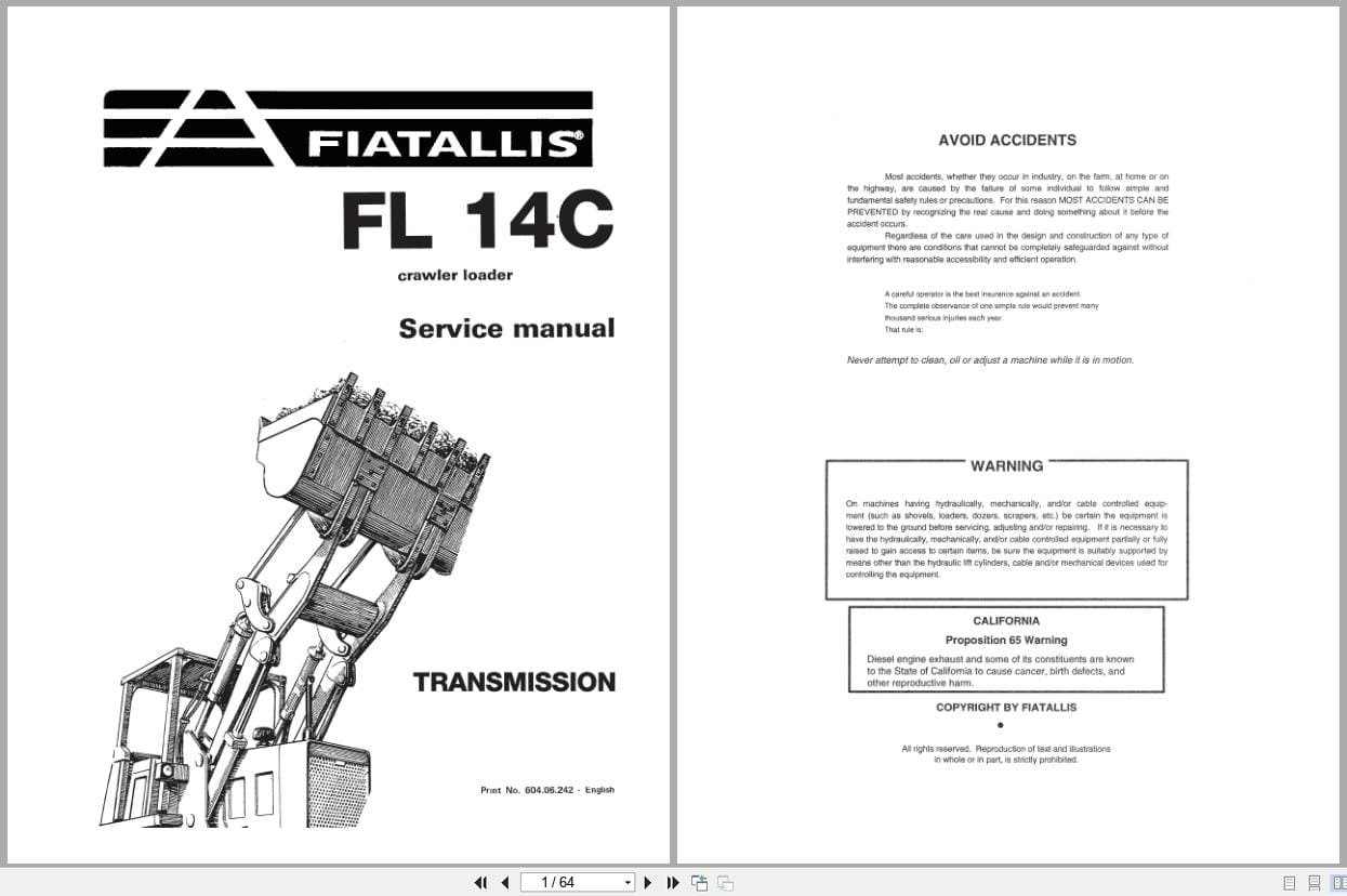 Fiat Allis Crawler Loader FL14C Service Manual 60406242 (1)