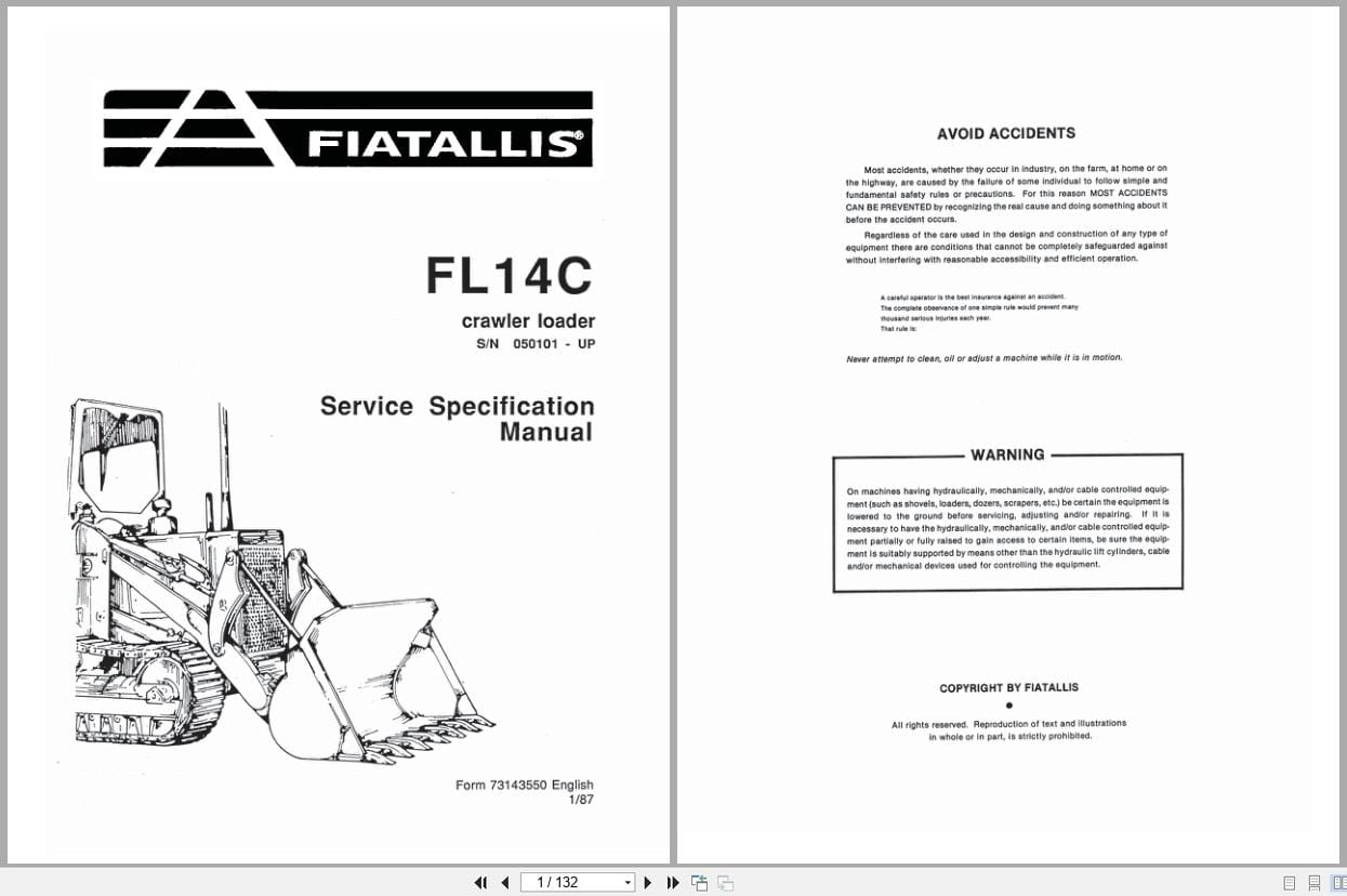 Fiat Allis Crawler Loader FL14C Service Manual 73143550 (1)