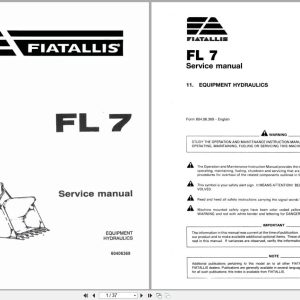 Fiat Allis Crawler Loader FL7 Equipment Hydraulics Service Manual 60406369 (1)