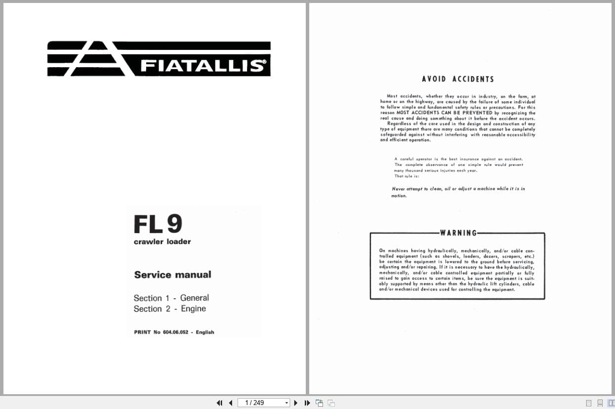 Fiat Allis Crawler Loader FL9 Service Manual 60406397 (1)