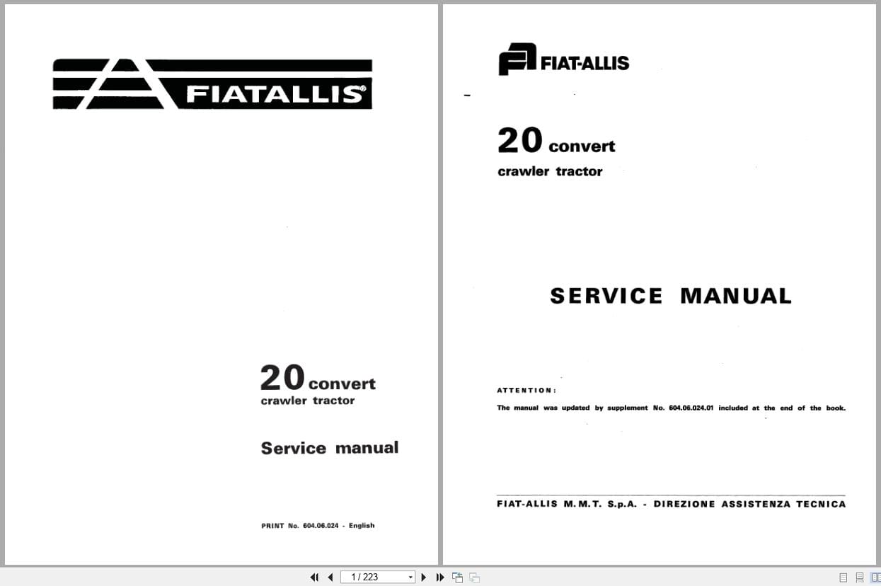 Fiat Allis Crawler Tractor 20 Convert Service Manual 60406024 (1)