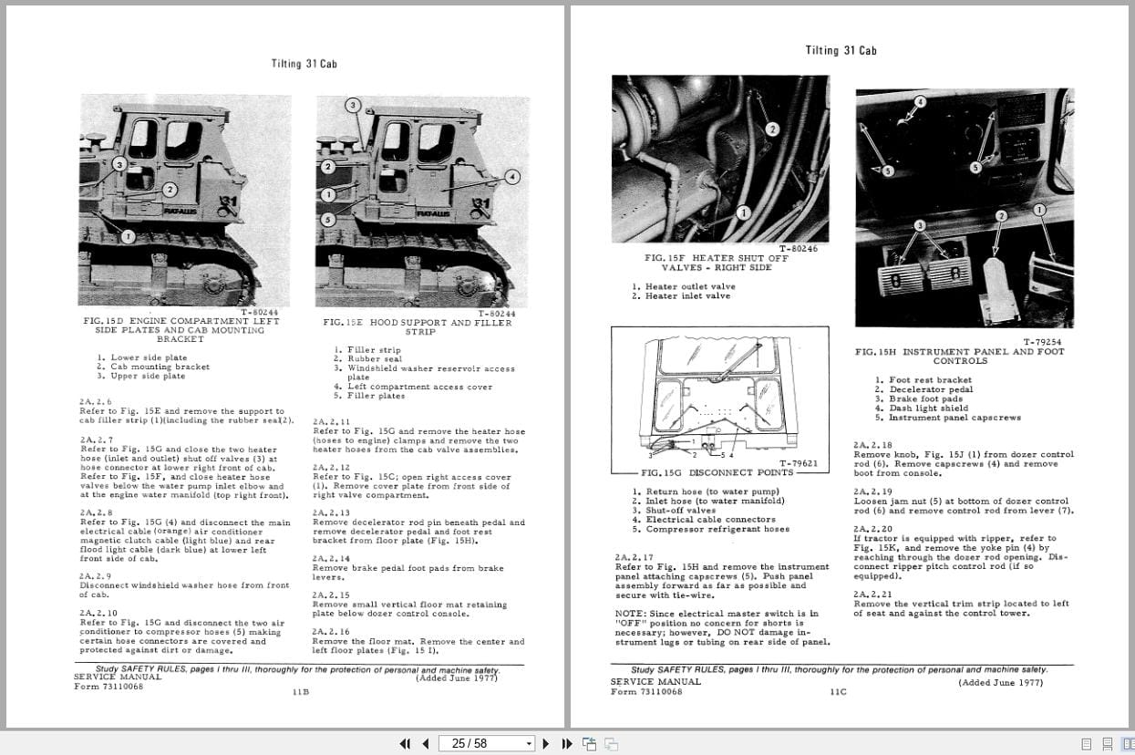 Fiat Allis Crawler Tractor 21 C 31 FD30 Cab Service Manual 73110068 (2)