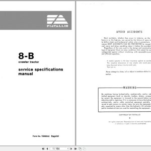 Fiat Allis Crawler Tractor 8 B Service Specification Manual 70698542 (1)