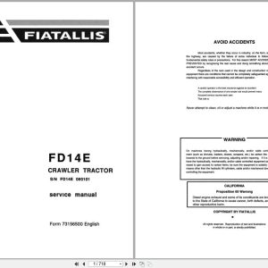 Fiat Allis Crawler Tractor FD14E Service Manual 73156500 (1)