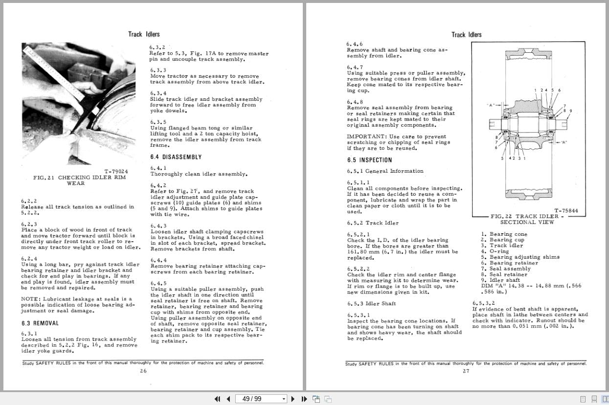Fiat Allis Crawler Tractor FD30 Undercarriage Service Manual 73127702 (2)