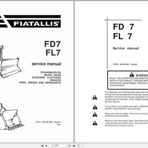 Fiat Allis Crawler Tractor FD7 FL7 Transmission Service Manual 60406380 (1)
