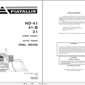 Fiat Allis Crawler Tractor HD 41 HD41 B HD 31 Final Drives Service Manual 73113584 (1)