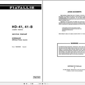 Fiat Allis Crawler Tractor HD 41 HD41 B Hydraulics Service Manual 70695805 (1)