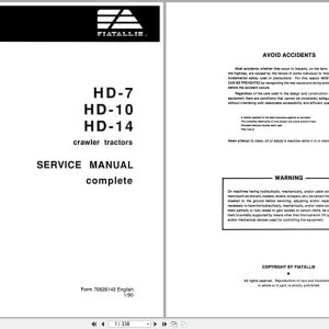 Fiat Allis Crawler Tractor HD 7 HD 10 HD 14 Service Manual 70626143 (1)