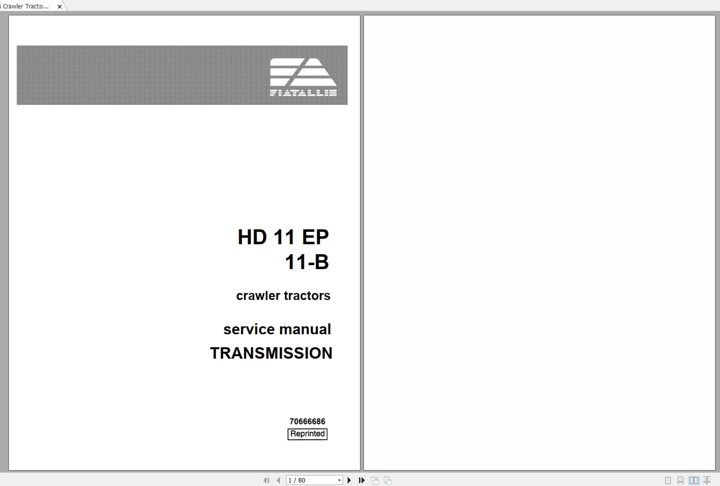 Fiat Allis Crawler Tractor HD11EP HD11 B Transmission Service Manual 70666686 (1)