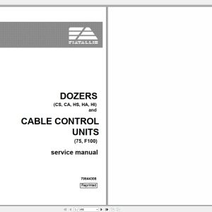 Fiat Allis Dozer CS CA HS HA HI Cable Control Units 75 F100 Service Manual 70644308 (1)